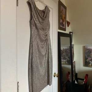 Party Dress, Champagne Gold, Figure Flattering Drape